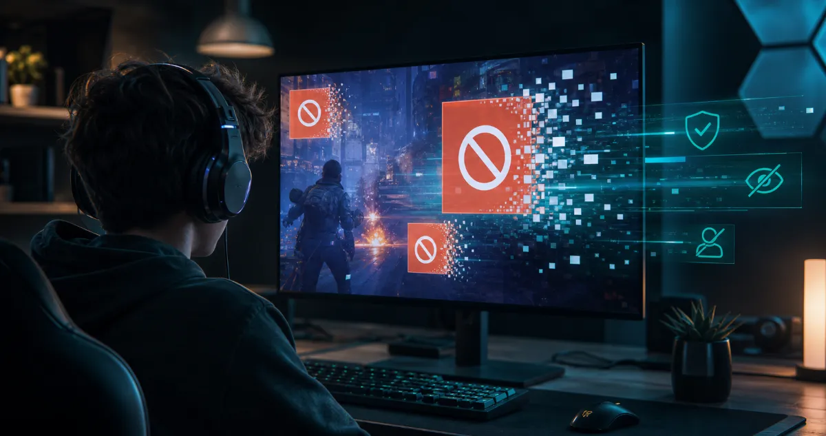 Streaming viewer protected from intrusive video ads and hidden tracking scripts.
